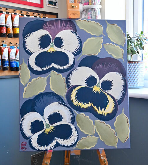 Large abstract floral painting on canvas Large abstract floral painting on canvas