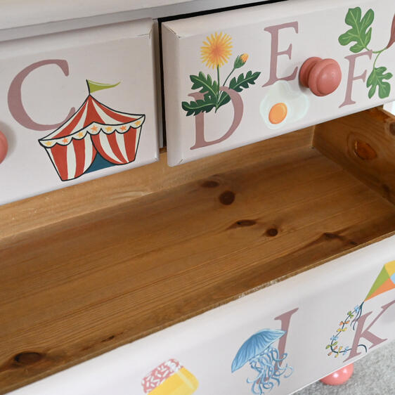 Close up of alphabet drawers Close up of alphabet drawers