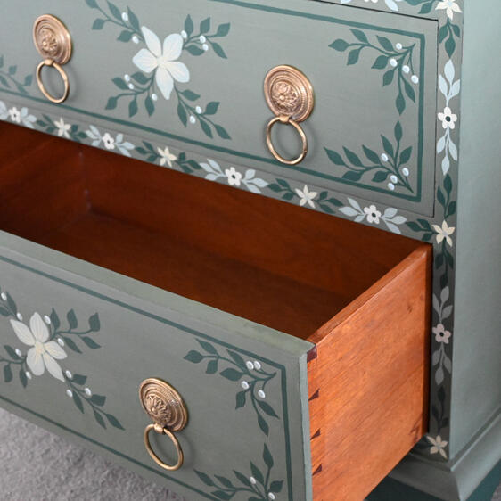 MCM Vintage painted draws in green