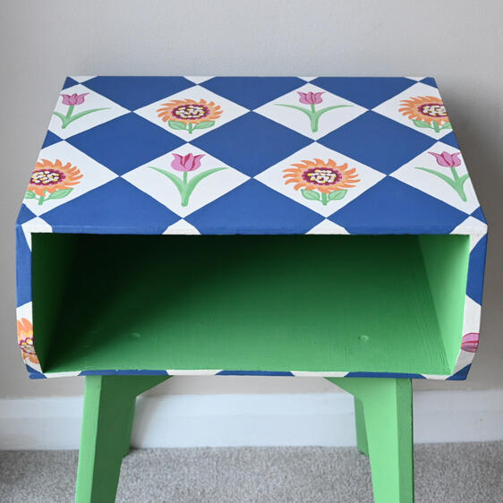 Retro green and blue end table