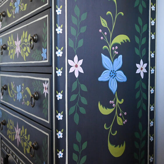 Hand painted floral chest of draws